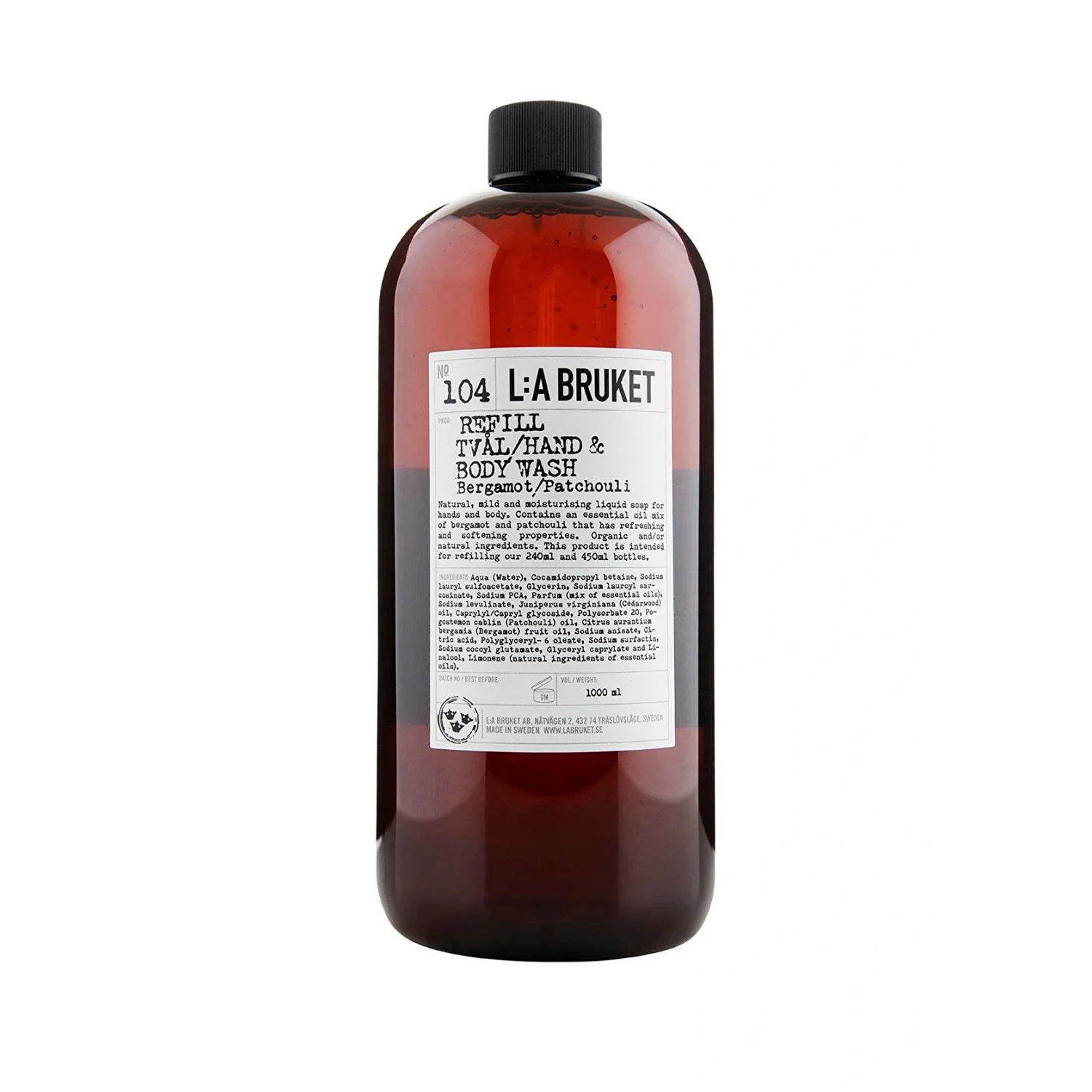 L:A Bruket Refill Hand & Body Wash Bergamot/Patchouli 1000 ml